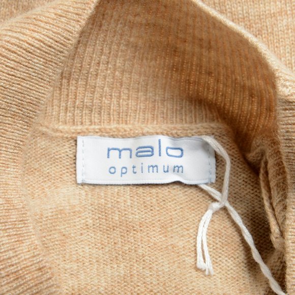Malo Optimum Men's Light Beige Wool Cashmere Mockneck Pullover Sweater - Picture 5 of 6